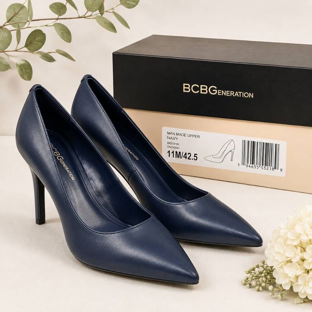 BCBG Generation Bissha Navy Blue Pointed Toe Pumps Heels Women's Size 11M NIB